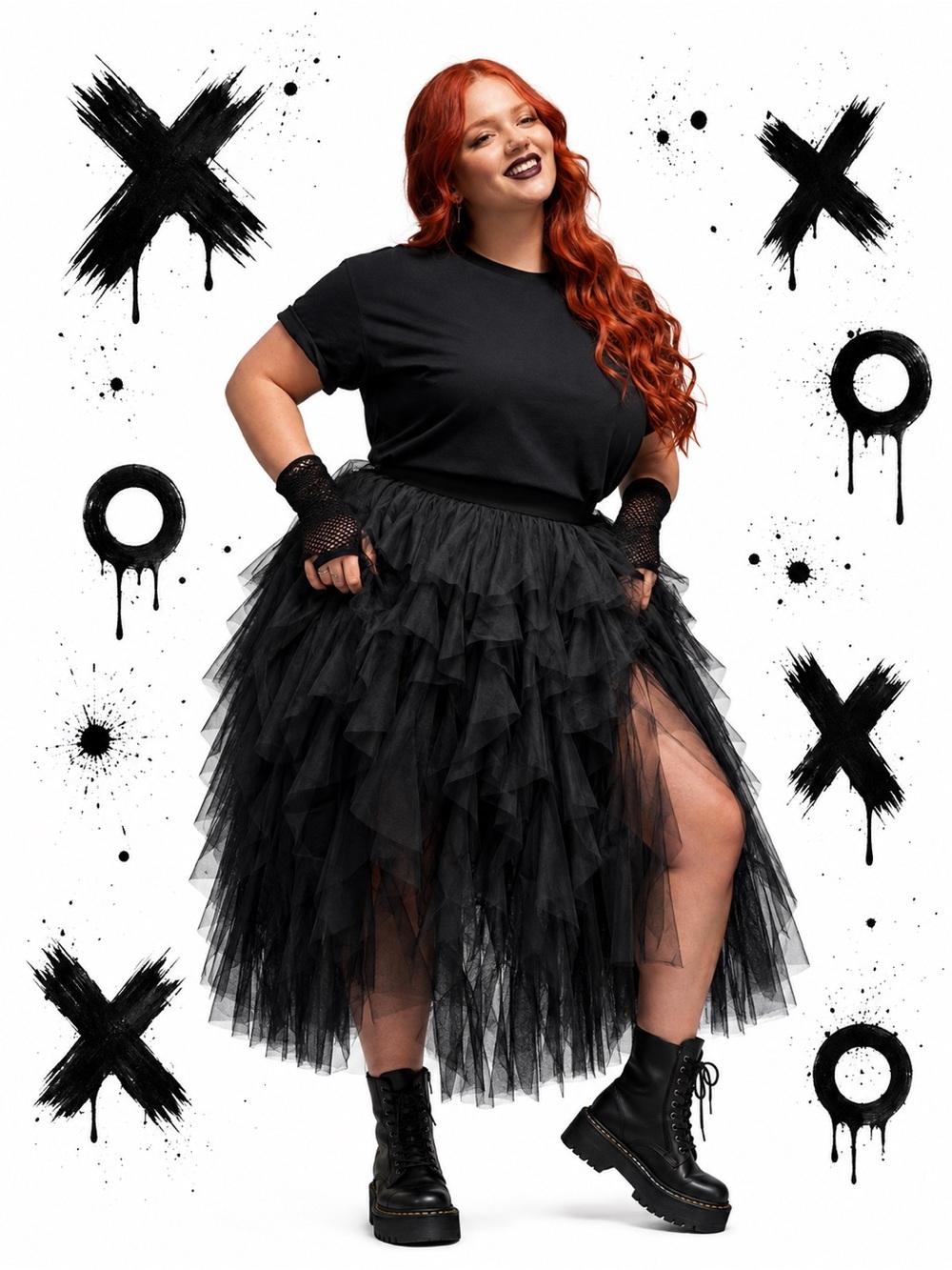 Torrid Nightfall Black Gothic Soft Mesh Ruffle Midi Skirt, Large, NWT! - Picture 10 of 16